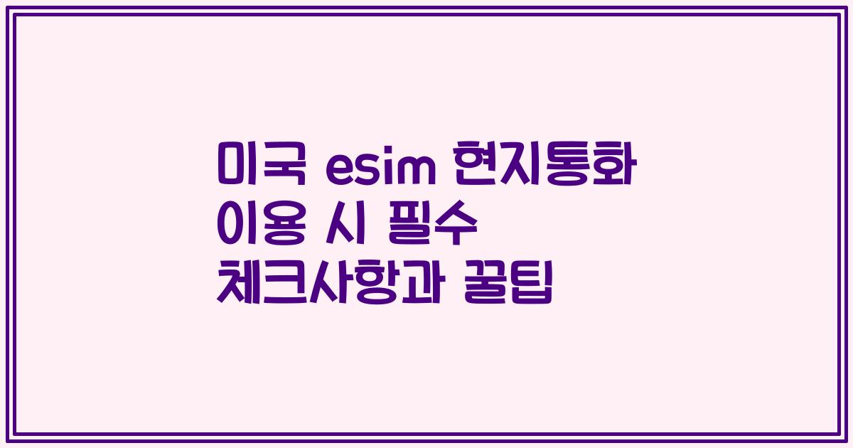 미국 esim 현지통화 이용 시 필수 체크사항과 꿀팁
